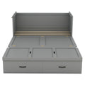 Queen Size Murphy Bed With Usb Port And A Large Drawer, Gray Gray Solid Wood Mdf
