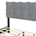 Full Size Velvet Platform Bed With Led Frame And Stylish Mental Bed Legs, Gray Gray Velvet
