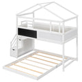 Twin Over Full House Bunk Bed With Storage Staircase And Blackboard,White Old Sku: Gx001701Aak Box Spring Not Required White Wood Bedroom Bunk Pine