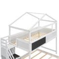 Twin Over Full House Bunk Bed With Storage Staircase And Blackboard,White Old Sku: Gx001701Aak Box Spring Not Required White Wood Bedroom Bunk Pine