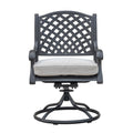 Durable Outdoor Dining Swivel Rockers With Cushions, Set Of 2, Sandstorm Antique Gray Aluminium
