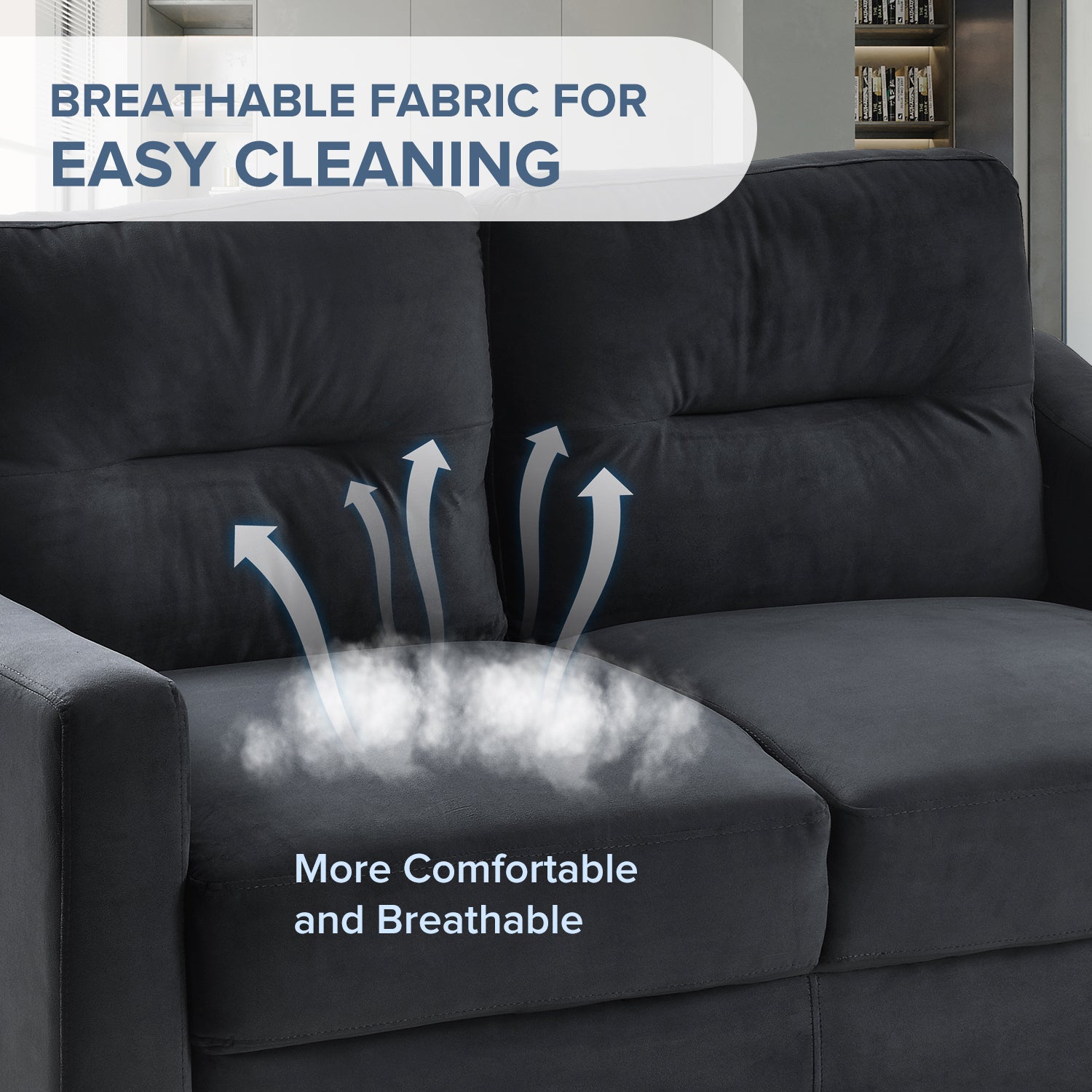 Couch Comfortable Sectional Couches And Sofas For Living Room Bedroom Office Small Space Black Velvet 2 Seat