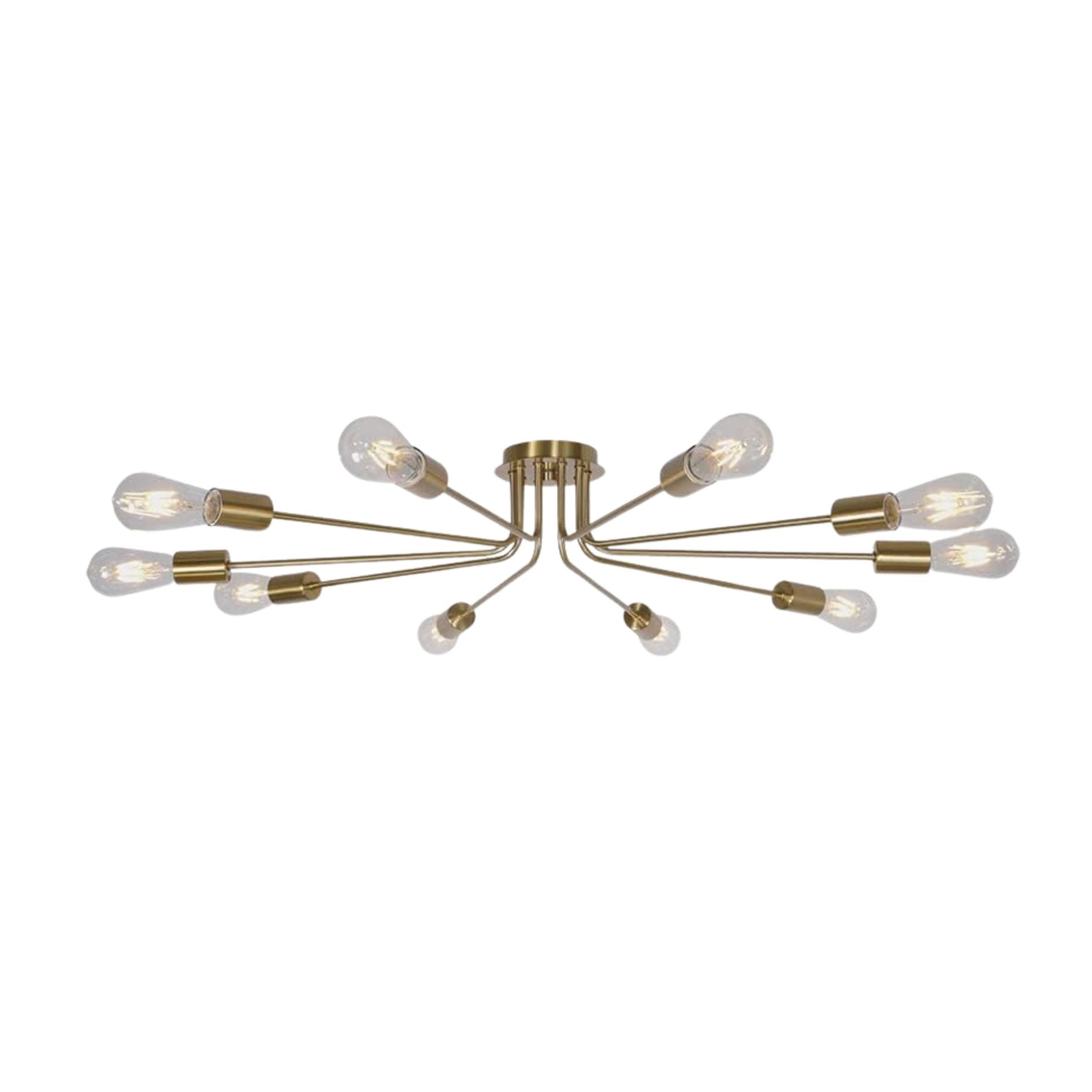 10 Light Sputnik Chandelier Brushed Gold Ceiling Light Semi Flush Mount Light Ceiling Lamp Brushed Gold Metal