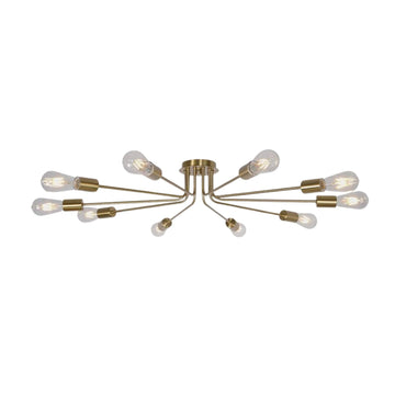 10 Light Sputnik Chandelier Brushed Gold Ceiling Light Semi Flush Mount Light Ceiling Lamp Brushed Gold Metal