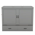 Queen Size Murphy Bed With Usb Port And A Large Drawer, Gray Gray Solid Wood Mdf