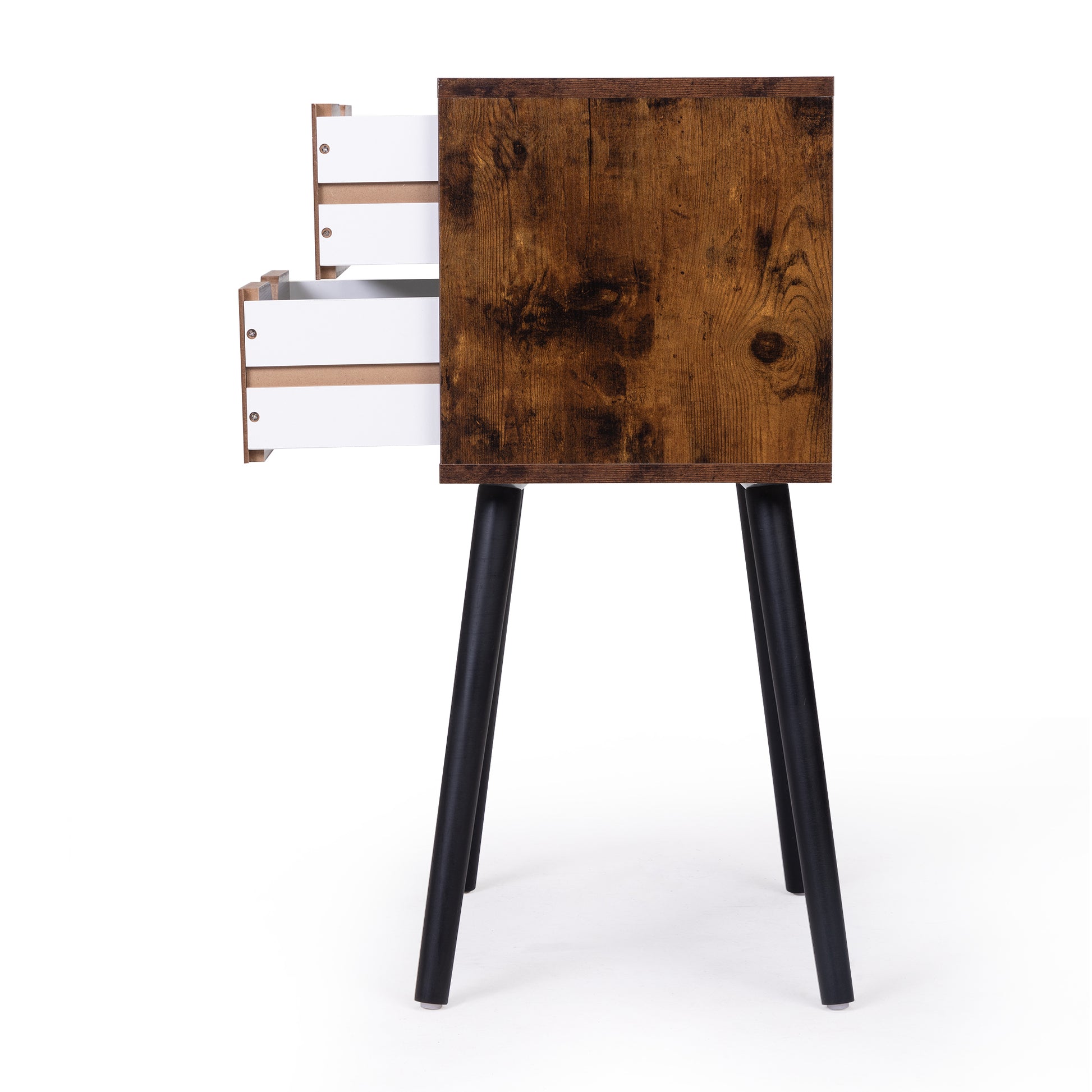 Ightstand With 2 Drawers, Bedside Tables With Solid Wood Legs And Storage, End Table, Side Table, Bedside Furniture For Bedroom, Living Room, Rustic Brown Rustic Brown Mdf
