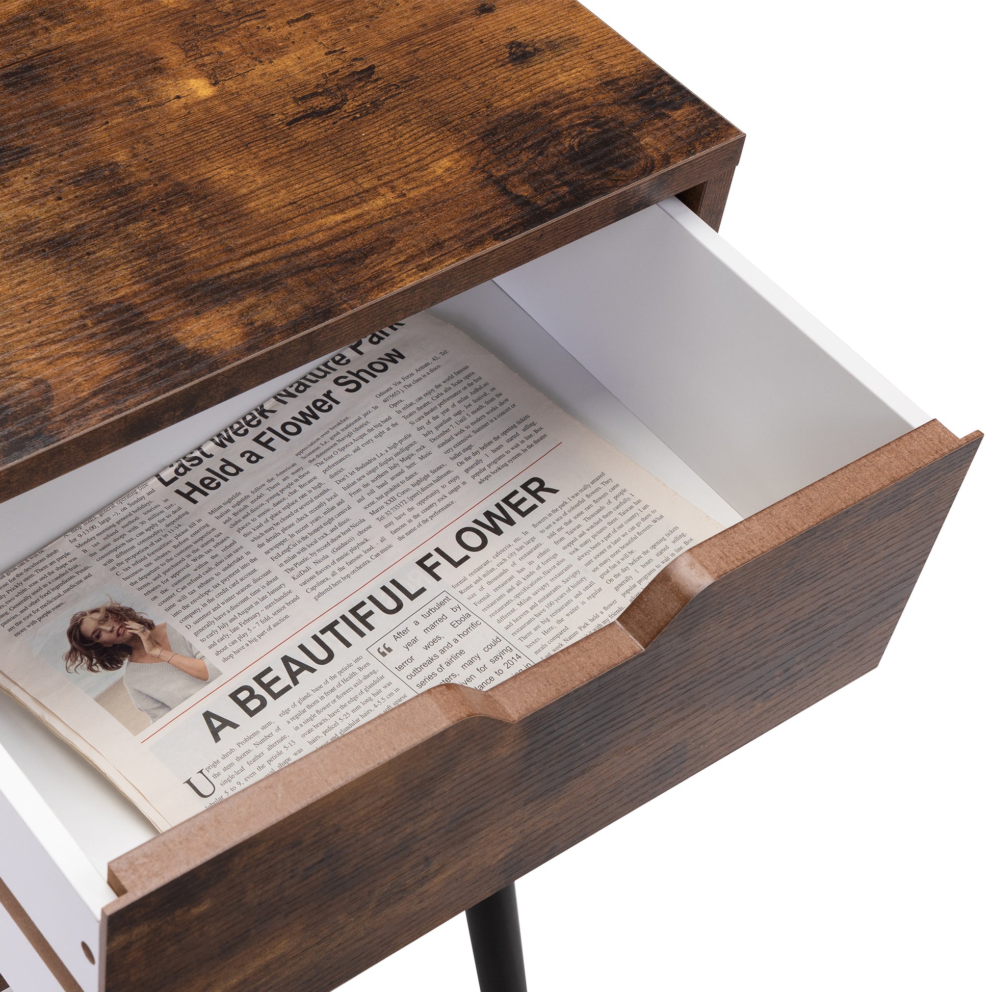 Ightstand With 2 Drawers, Bedside Tables With Solid Wood Legs And Storage, End Table, Side Table, Bedside Furniture For Bedroom, Living Room, Rustic Brown Rustic Brown Mdf