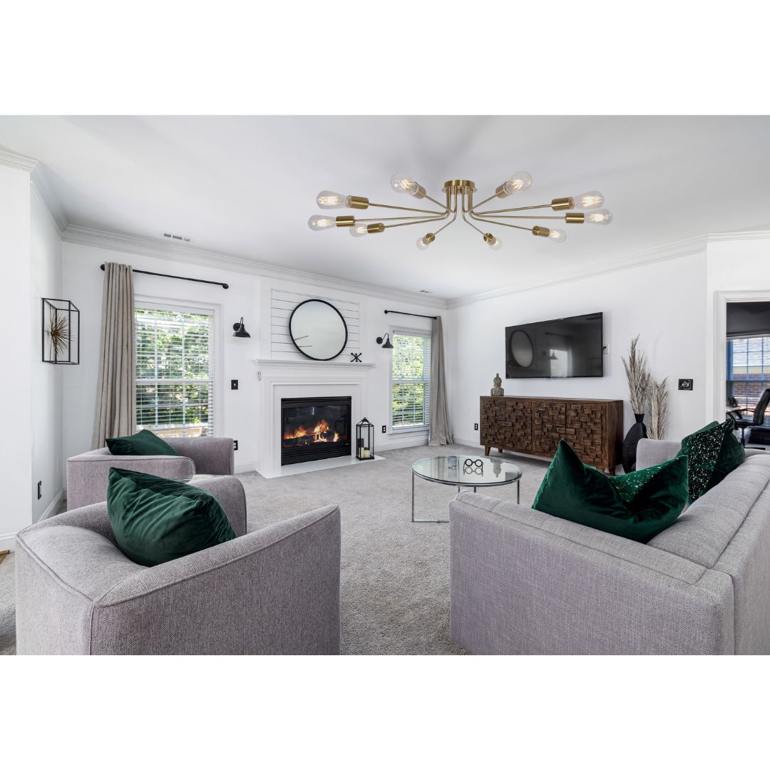 10 Light Sputnik Chandelier Brushed Gold Ceiling Light Semi Flush Mount Light Ceiling Lamp Brushed Gold Metal