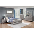 Metallic Queen Mercury Bed Queen Silver Wood Bedroom Contemporary,Modern Poplar Panel Faux Leather Wood