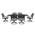 Stylish Outdoor 7 Piece Aluminum Dining Set With Cushion, Sandstorm Antique Gray Aluminium