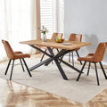 63 Inch, Rectangle Dining Table Set For 4 6 People, Oak Wood Effect, Ideal For Kitchen, Dining, Living, Meeting, Banquet Oak Dining Room Modern Rectangular Kitchen & Dining Tables Mdf Steel