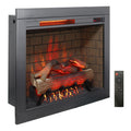 28Inch Infrared Electric Fireplace Insert, Touch Panel Home Decor Heater, Smokeless Firebox With Trim Kit Powder Coated Electric Antique Black Vent Free Primary Living Space Yes Insert Tempered Glass Sheet Metal Plastic Electric