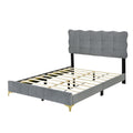 Full Size Velvet Platform Bed With Led Frame And Stylish Mental Bed Legs, Gray Gray Velvet