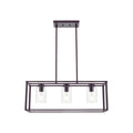 Contemporary Chandeliers Black 3 Light Modern Dining Room Lighting Fixtures Hanging, Kitchen Island Cage Linear Pendant Lights Farmhouse Flush Mount Ceiling Light With Glass Shade Oil Rubbed Bronze Metal