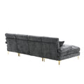 United Modern Large Chenille Fabric U Shape Sectional Sofa Gray Chenille