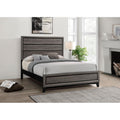 Rustic Grey Oak Queen Panel Bed Box Spring Required Queen Grey Wood Bedroom Transitional Rubberwood Panel Wood