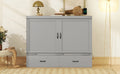 Queen Size Murphy Bed With Usb Port And A Large Drawer, Gray Gray Solid Wood Mdf