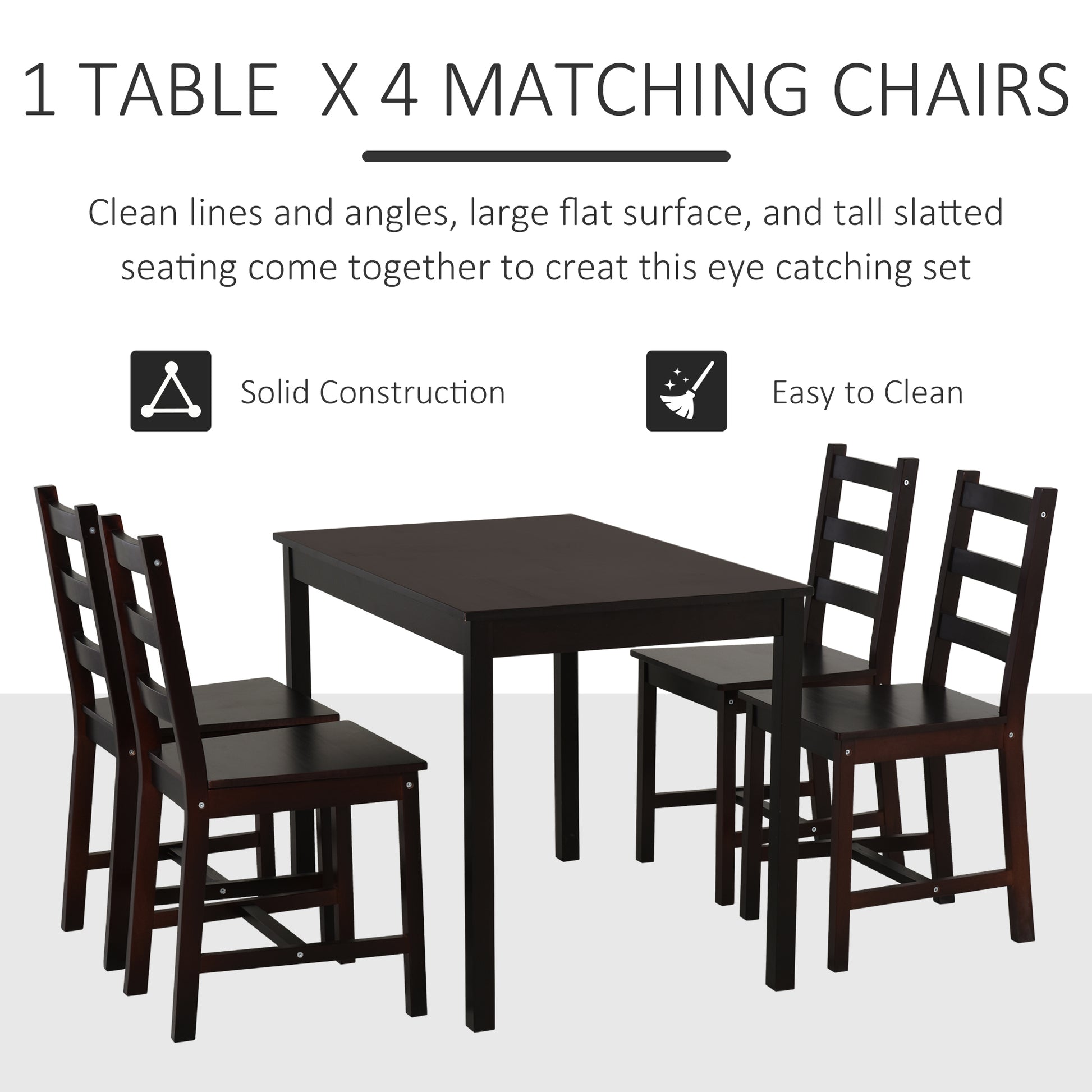 Homcom 5 Piece Dining Room Table Set, Wooden Kitchen Table And Chairs For Dinette, Breakfast Nook, Chestnut Brown Brown Wood