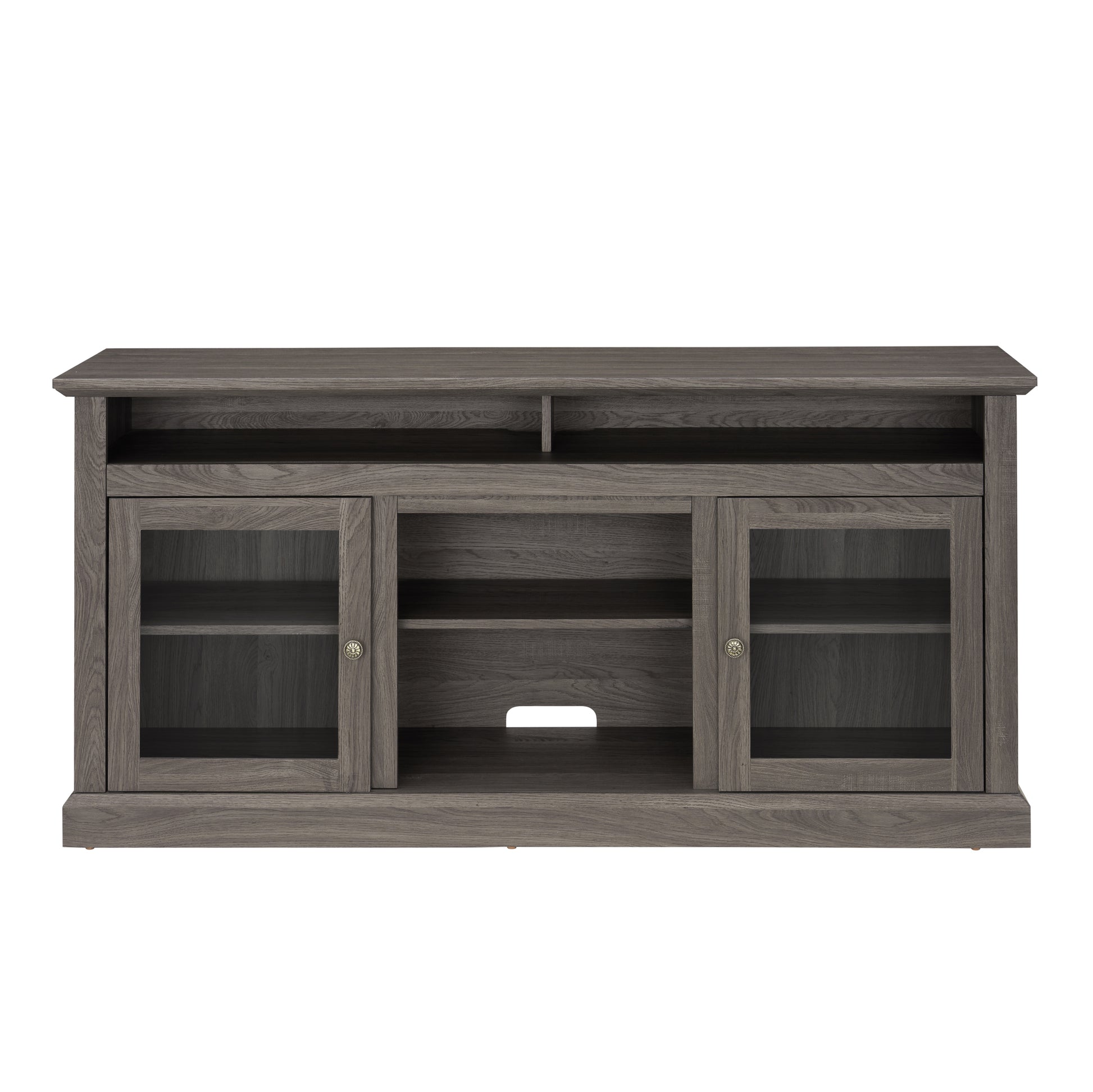 Contemporary Tv Media Stand Modern Entertainment Console For Tv Up To 65" With Open And Closed Storage Space, Dark Walnut Black, 60"W*15.75"D*29"H Black Dark Walnut Primary Living Space 60 69 Inches 60 69 Inches 65 Inches Mdf