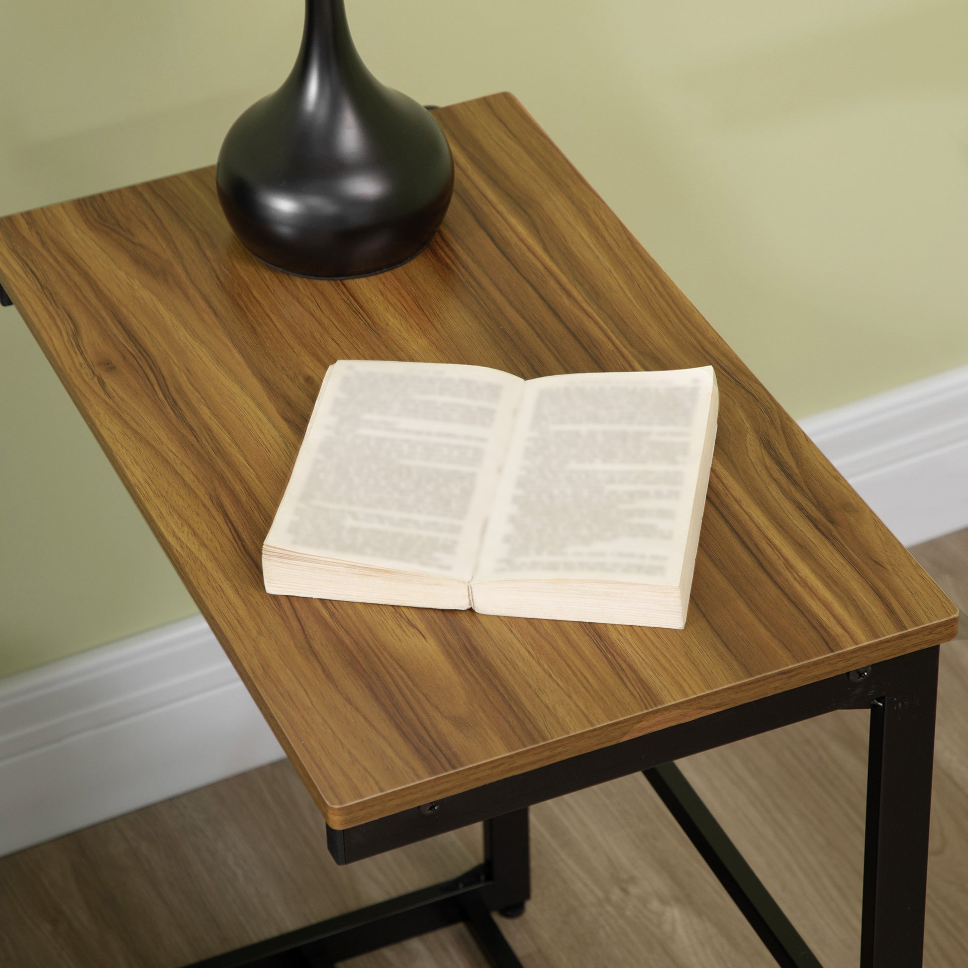 Homcom Nesting Tables Set Of 2, Industrial Coffee Table Set With Metal Frame & Adjustable Foot Pads, Living Room Furniture, Brown Natural Mdf