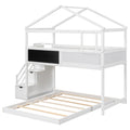 Twin Over Full House Bunk Bed With Storage Staircase And Blackboard,White Old Sku: Gx001701Aak Box Spring Not Required White Wood Bedroom Bunk Pine