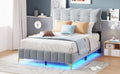 Full Size Velvet Platform Bed With Led Frame And Stylish Mental Bed Legs, Gray Gray Velvet