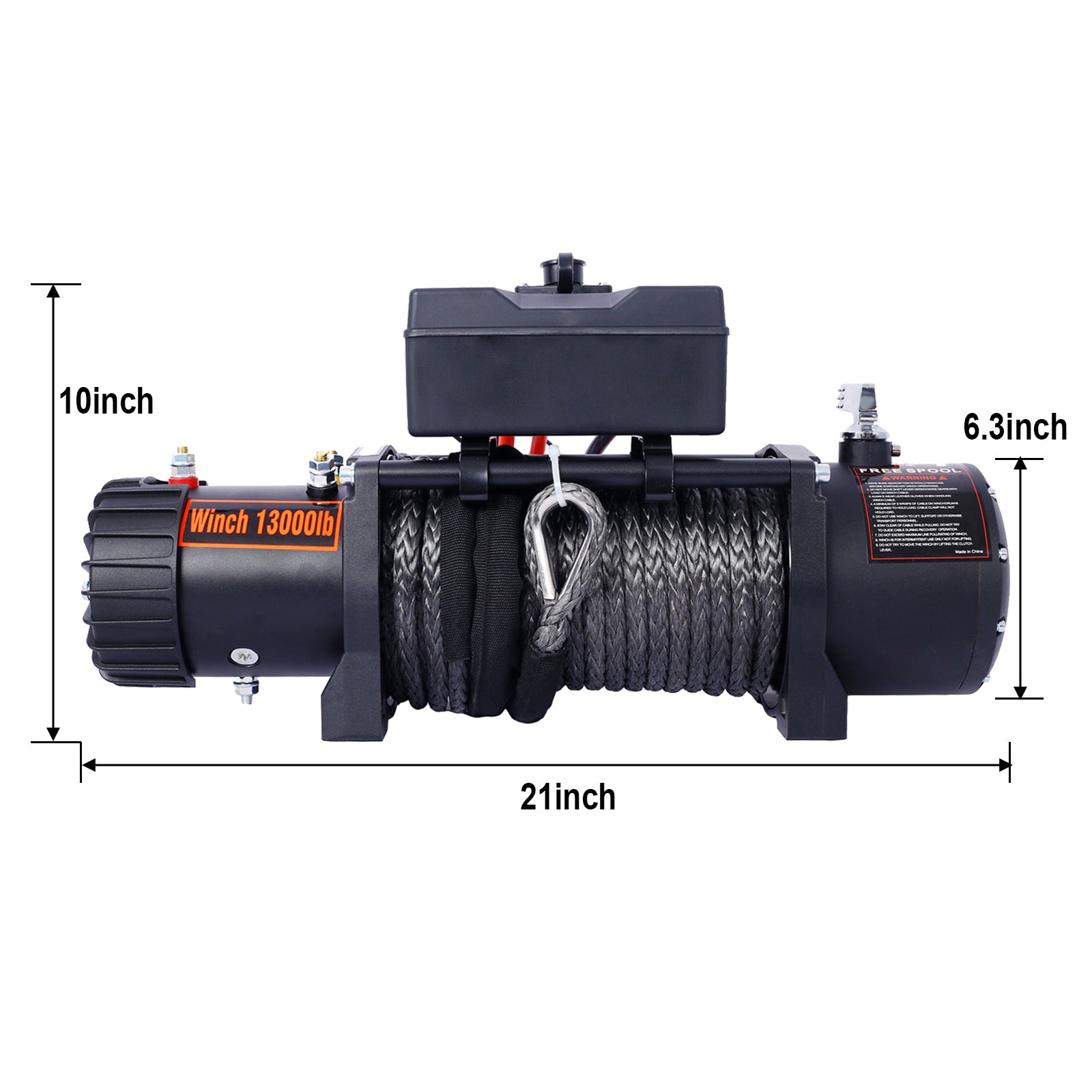 Winch 13000 Lb. Load Capacity Electric Winch 12V Dc Power For Towing Truck Off Road, With Wireless Remote Black Steel