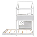 Twin Over Full House Bunk Bed With Storage Staircase And Blackboard,White Old Sku: Gx001701Aak Box Spring Not Required White Wood Bedroom Bunk Pine