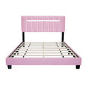 Pink Velvet Upholstered Bed Frame With Adjustable Features, Teenage Girl'S Favorite Pink Collection. Box Spring Not Required Queen Pink Wood Espresso Bedroom Minimalist,Shabby Chic,Ultra Modern Rubberwood Adjustable Bedbase Fiber Foam And Polyester Fiber
