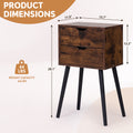 Ightstand With 2 Drawers, Bedside Tables With Solid Wood Legs And Storage, End Table, Side Table, Bedside Furniture For Bedroom, Living Room, Rustic Brown Rustic Brown Mdf