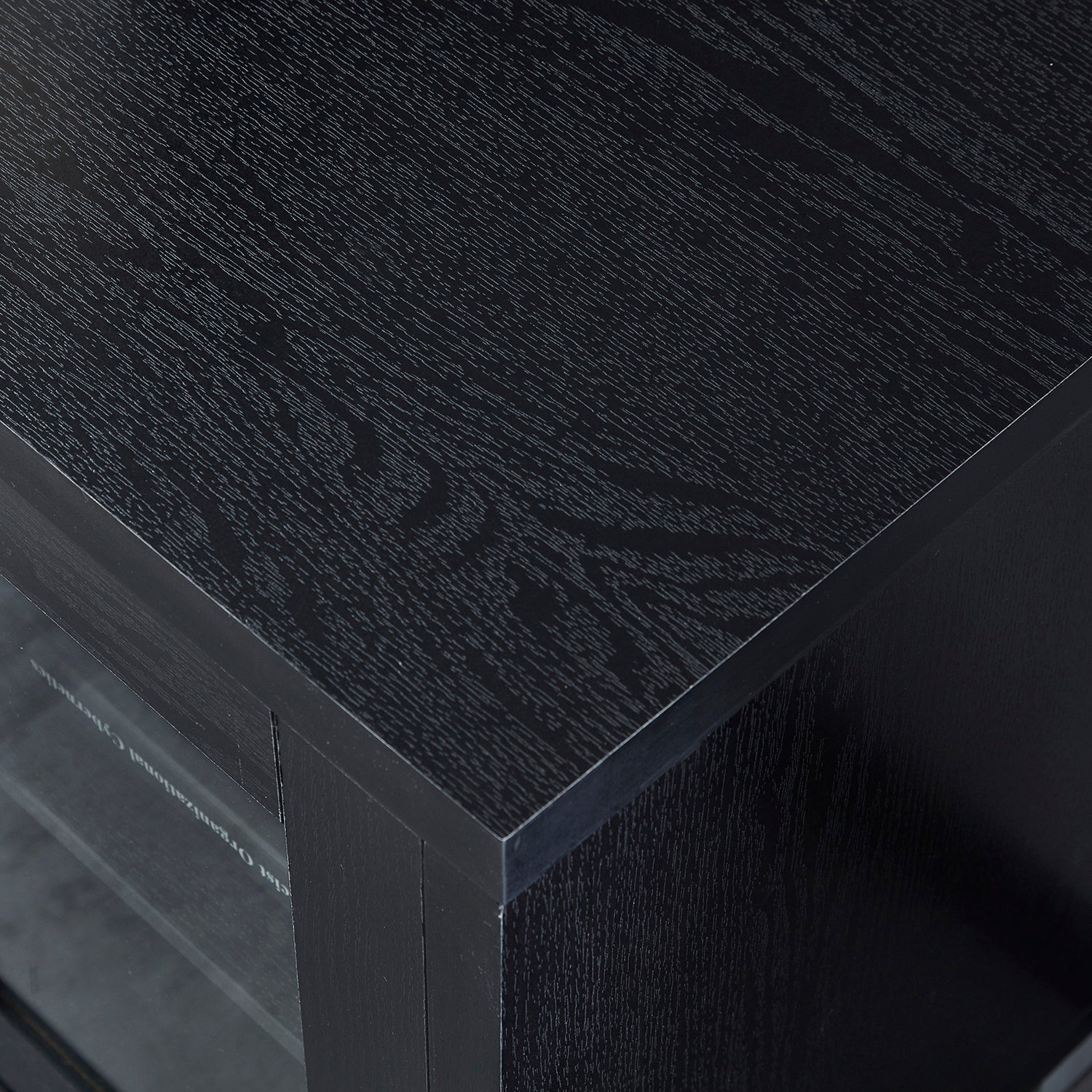 Wood Tv Stand Media Console With Storage Cabinet For Living Room, Bedroom, Black Wood Grain Finish Black Dining Room Adjustabel Shelves Mdf Glass