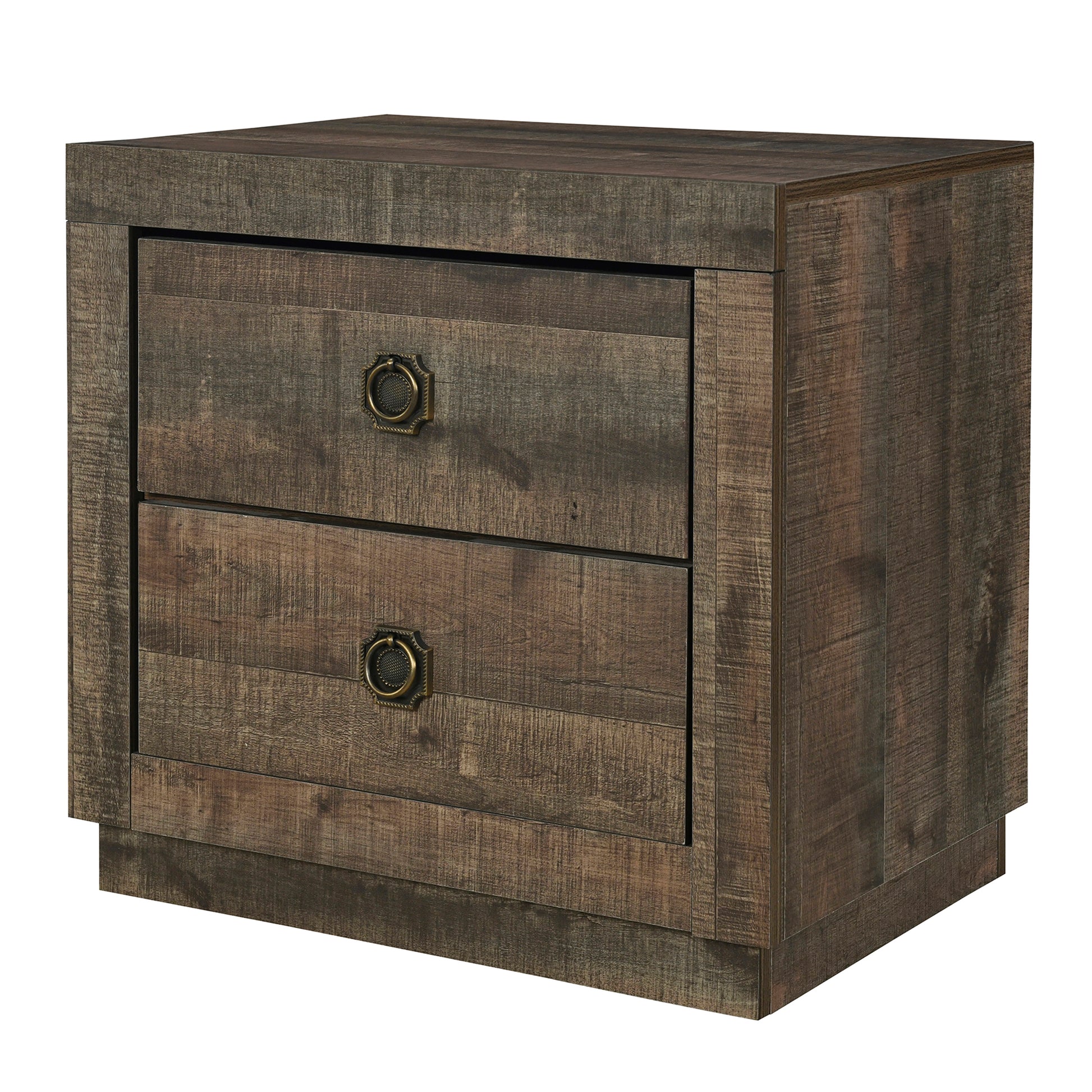 2 Pieces Bedroom Sets Farmhouse Style Full Size Bookcase Captain Bed And Nightstand, Rustic Brown Full Rustic Brown Bed Included,Nightstand Included Plywood