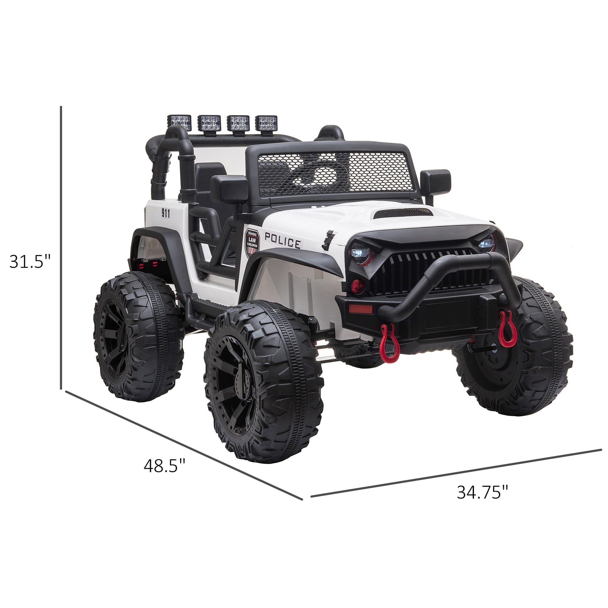 Aosom Kids Ride On Car 12V Battery Powered Electric Truck With Wide Seat, Parent Remote Control & Music, White White Steel