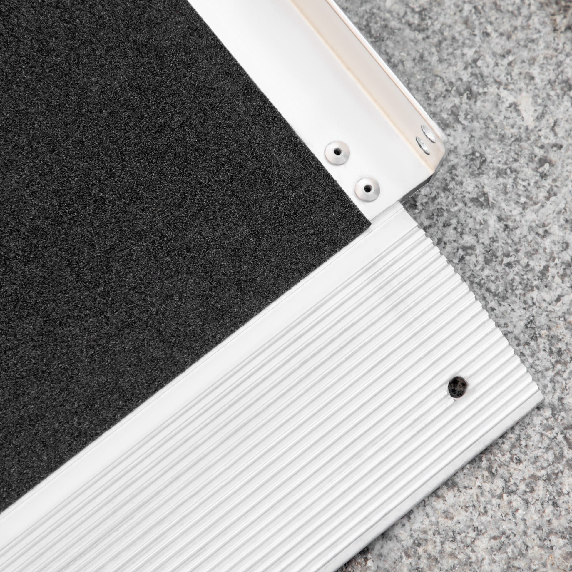 Homcom 5' Aluminum Portable Wheelchair Ramp For Home, Steps, Doorways, Folding Handicap Ramp, Skidproof Carpeted Threshold Ramp With Durability For Strong Load Bearing, Carrying Handle Black Aluminum