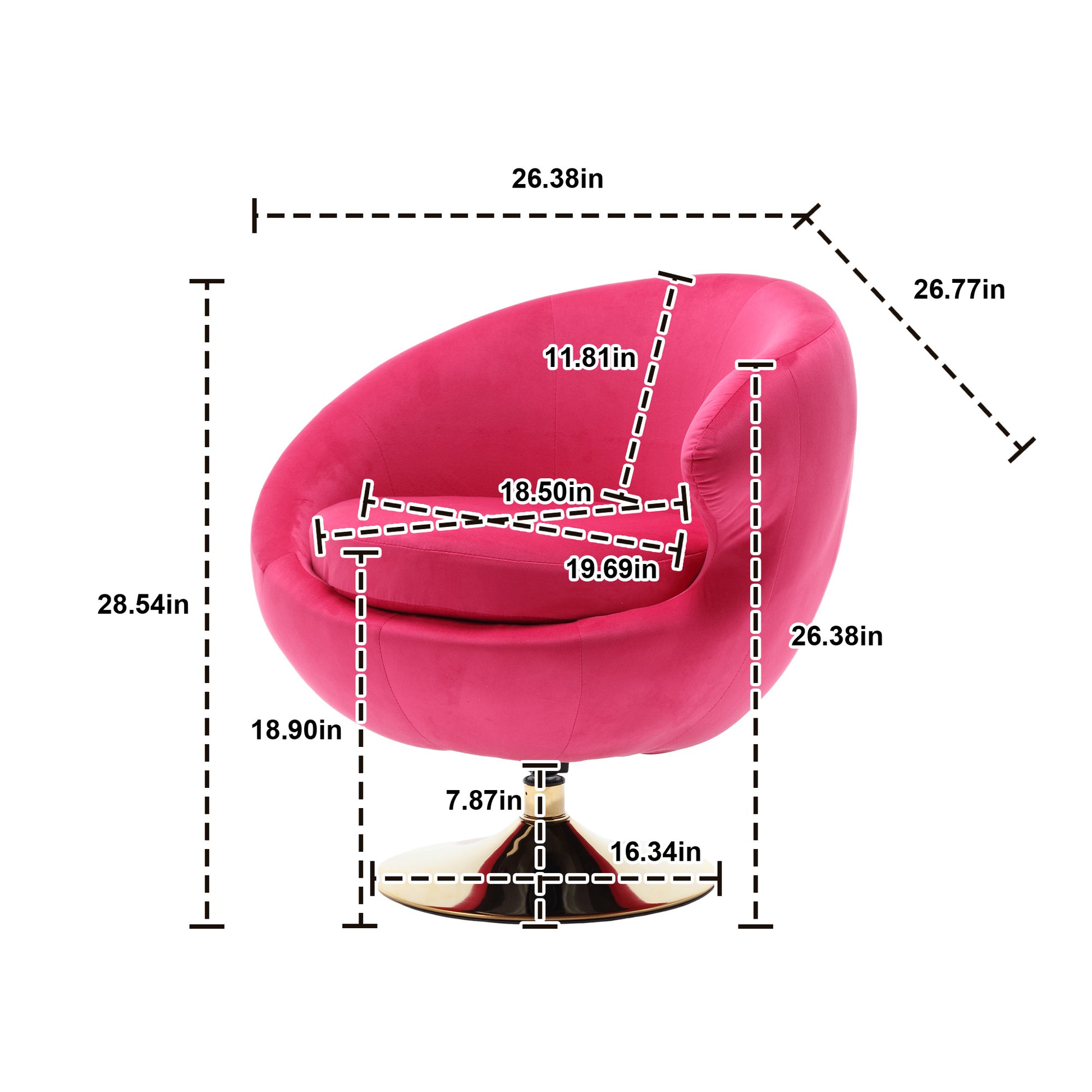 360 Degree Swivel Cuddle Barrel Accent Chairs, Round Armchairs With Wide Upholstered, Fluffy Fabric Chair For Living Room, Bedroom, Office, Waiting Rooms Rose Red Velvet