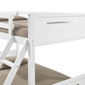 White Twin Full Bunk Bed With Built In Ladder Twin White Wood White Bedroom Transitional Rubberwood Bunk Wood