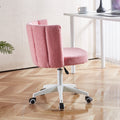 Set Of 1,Home Office Chair,Fluffy Fuzzy Comfortable Makeup Vanity Chair ,Swivel Desk Chair Height Adjustable Dressing Chair For Bedroom Pink White Fabric Metal