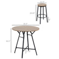 Homcom Industrial 5 Piece Bar Table And Chairs Set, Space Saving Dining Table With 4 Stools For Pub And Kitchen, Black & Brown Brown Particle Board