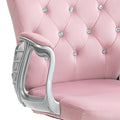 Vinsetto Velvet Home Office Chair, Button Tufted Desk Chair With Padded Armrests, Adjustable Height And Swivel Wheels, Pink Pink Polyester