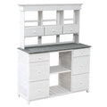 Garden Potting Bench Table, Rustic And Sleek Design With Multiple Drawers And Shelves For Storage, White And Gray White Gray Garden & Outdoor Rustic Wood