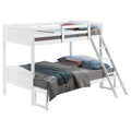 White Twin Full Bunk Bed With Arched Headboard Twin White Wood White Bedroom Transitional Rubberwood Bunk Wood
