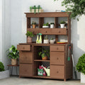 Garden Potting Bench Table, Rustic And Sleek Design With Multiple Drawers And Shelves For Storage, Brown Brown Garden & Outdoor Rustic Wood