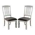 Set Of 2 Padded Fabric Seat Side Chairs In Antique White And Gray Solid Antique White Dining Room Dining Chairs Slat Back Wood Fabric