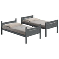 Grey Twin Twin Bunk Bed With Built In Ladder Twin Grey Wood Gray Bedroom Transitional Rubberwood Bunk Wood