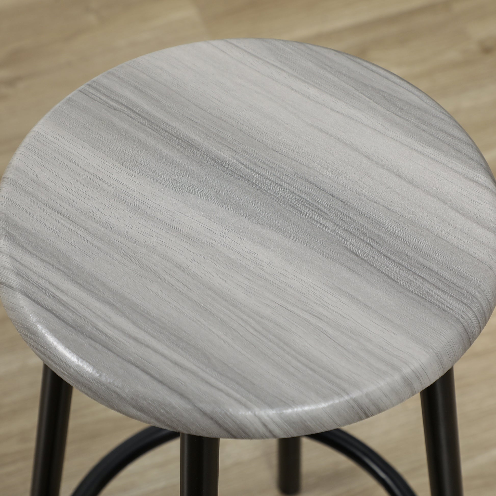 Homcom 5 Piece Counter Height Bar Table Set, Rustic 43.25" Dining Table With 4 Bar Stools, Kitchen Table With Wooden Top For Pub, Dining Room, Gray Gray Mdf