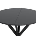 31.5'' Modern Round Dining Table With Crossed Legs, Black Occasional Table, Two Piece Detachable Table Top, Matte Finish Iron Legs Black Mdf Metal