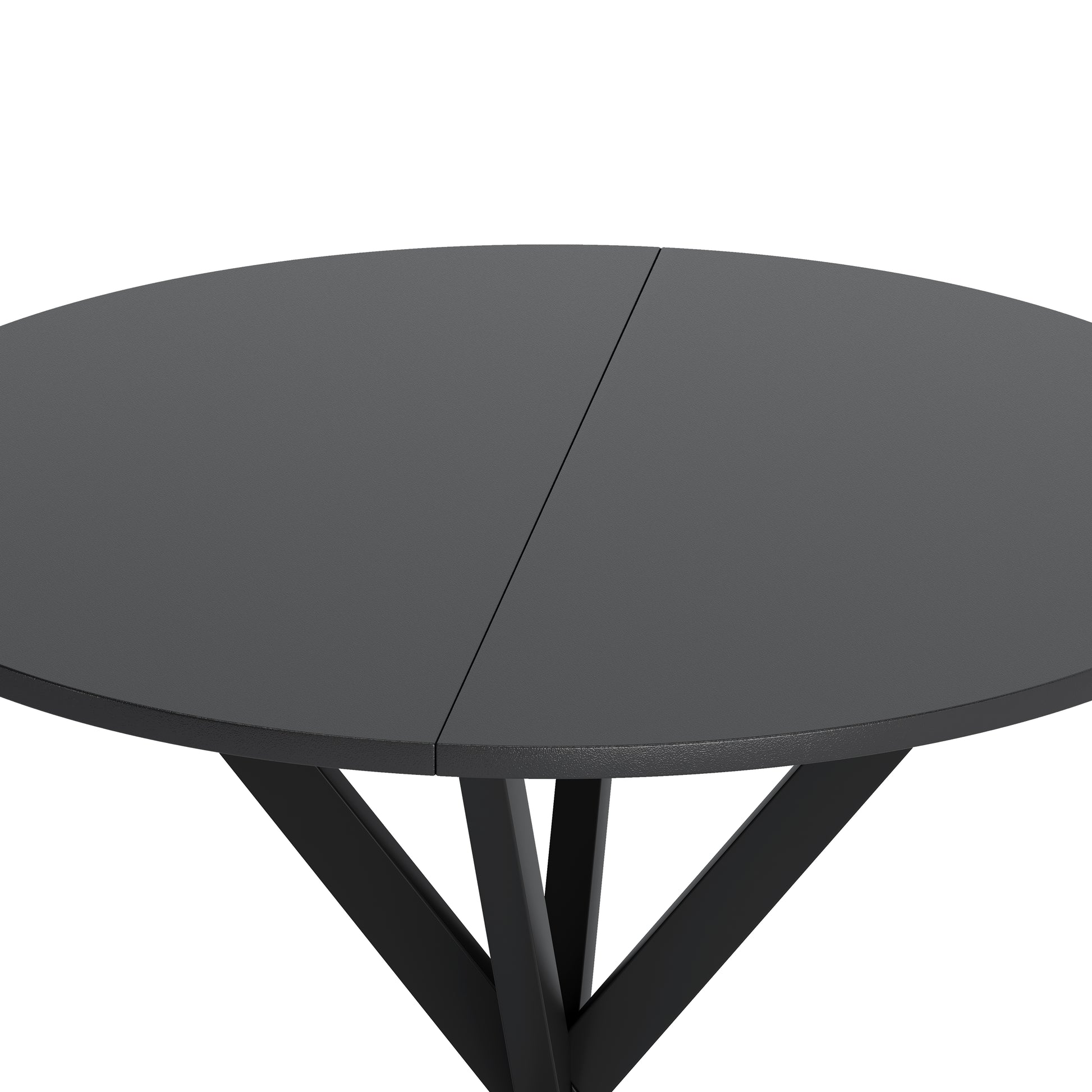 31.5'' Modern Round Dining Table With Crossed Legs, Black Occasional Table, Two Piece Detachable Table Top, Matte Finish Iron Legs Black Mdf Metal