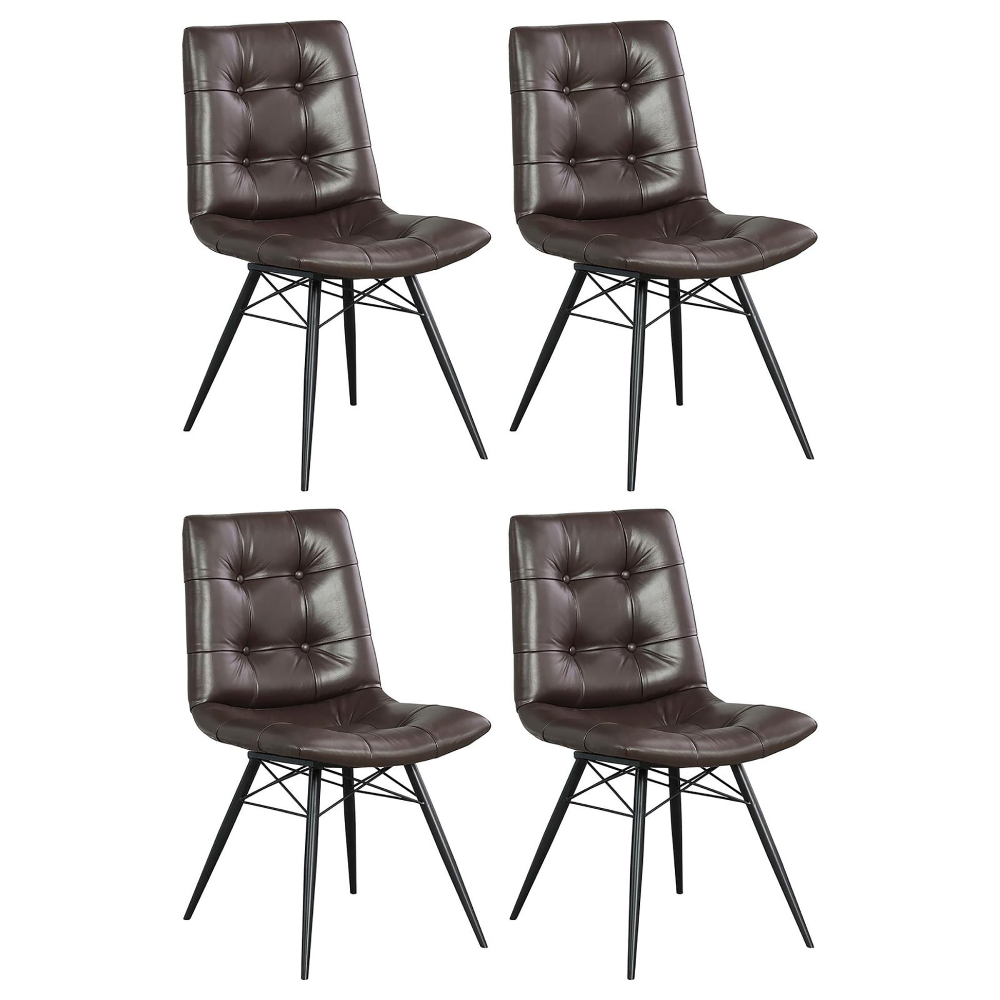 Brown And Gunmetal Back Dining Chairs Set Of 4 Brown Dining Room Industrial Side Chair Tufted Back Upholstered