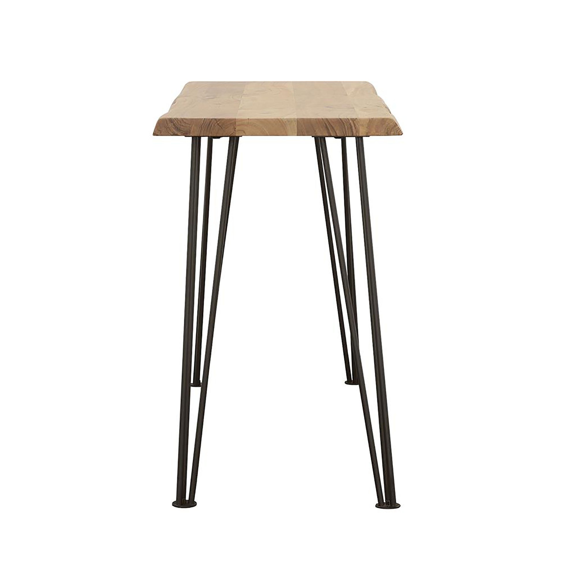 Natural And Matte Black Sofa Table With Hairpin Leg Brown Primary Living Space Farmhouse,Rustic Tabeltop Acacia Rectangular Coffee & End Tables Powder Coated Wood