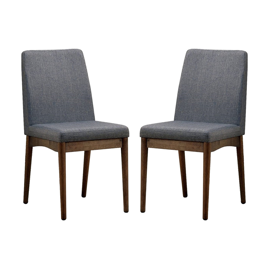 Set Of 2 Padded Fabric Dining Chairs In Natural Tone And Gray Solid Natural Grey Dining Room Dining Chairs Wood Fabric